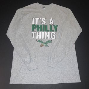 NFL Philadelphia Eagles Kelly Green Logo Long Sleeve T-Shirt Gray Men’s M
